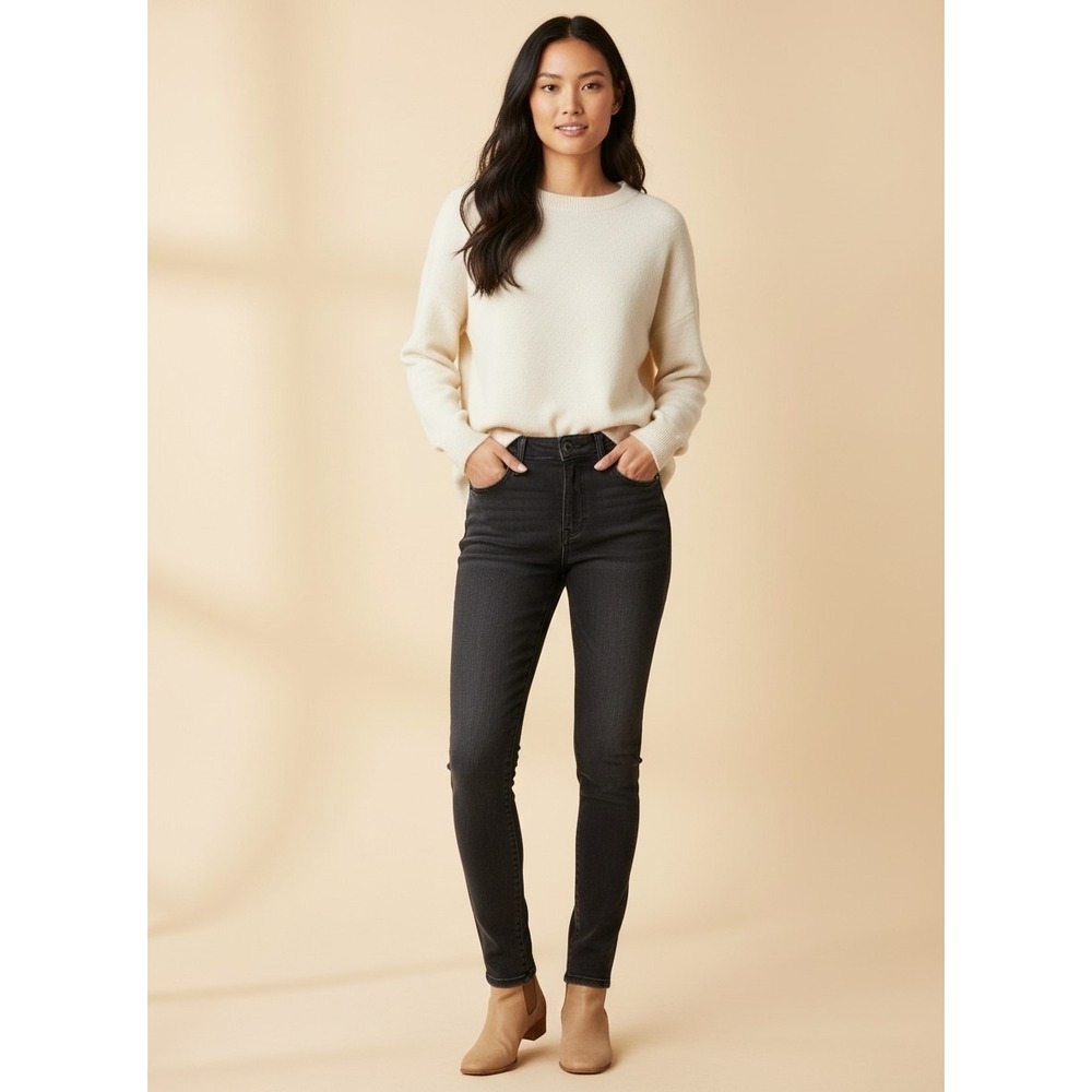 Nicole Miller New York Soho High Rise Skinny Jeans Faded Black Size 14